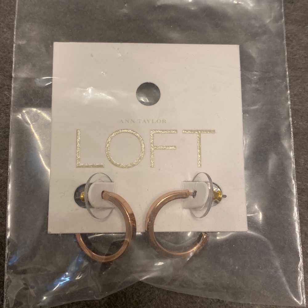 Ann Taylor LOFT Mini Rose Gold Hoops